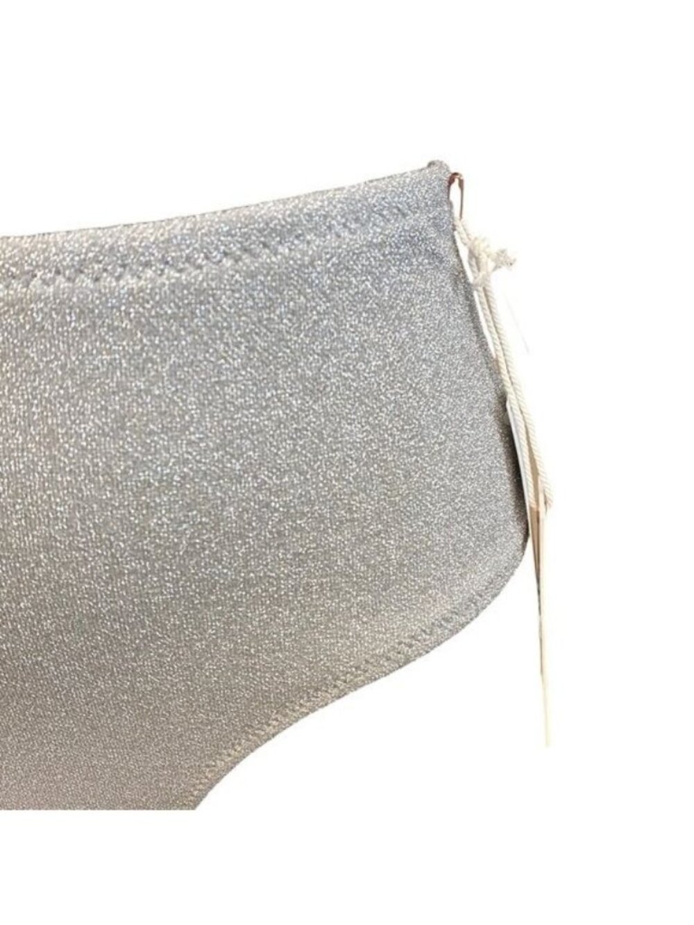 NEW Good American 2pc Silver Sparkle Swimsuit Bikini Size 1 = S - Picture 3 of 8